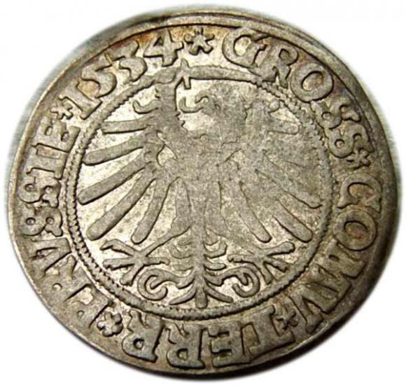 Grosz pruski 1534 Zygmunt I Stary Prusy Królewskie Toruń