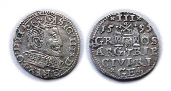 Trojak 1595 Zygmunt III Waza Ryga (1)