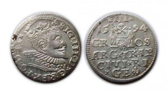 Trojak 1594 Zygmunt III Waza Ryga (1)