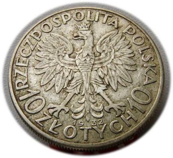 10 złotych 1932 Głowa Kobiety Londyn (2)