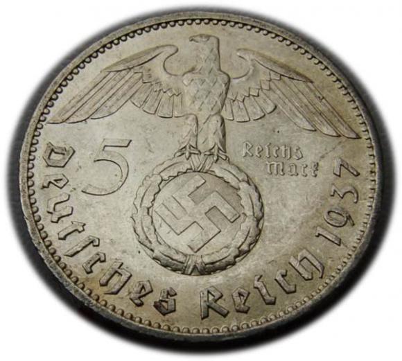 5 marek 1937 Paul von Hindenburg / swastyka Berlin (2)