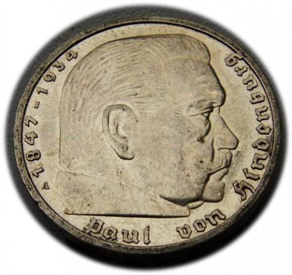 5 marek 1939 Paul von Hindenburg / swastyka Berlin (1)
