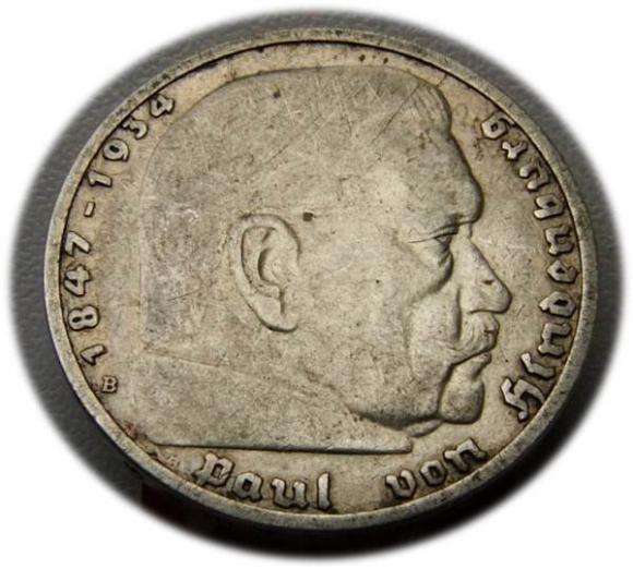 5 marek 1939 Paul von Hindenburg / swastyka Berlin (1)