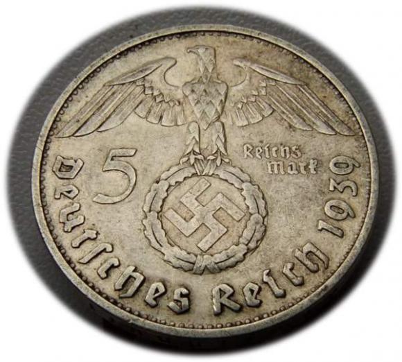 5 marek 1939 Paul von Hindenburg / swastyka Berlin (2)