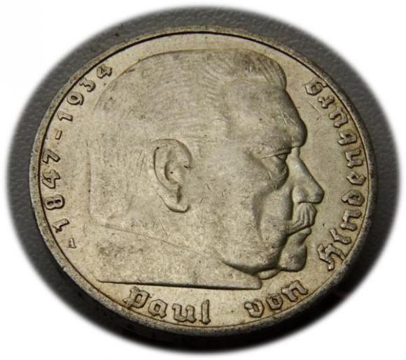 5 marek 1936 Paul von Hindenburg / orzeł pruski Berlin (1)