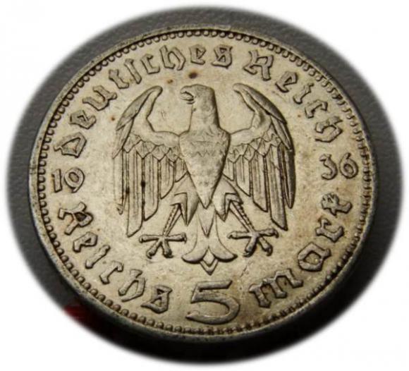 5 marek 1936 Paul von Hindenburg / orzeł pruski Berlin (2)