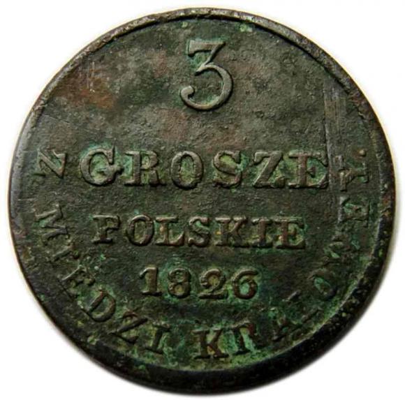 3 grosze 1826 Mikołaj I Romanow Królestwo Polskie pod zaborem Warszawa (1)
