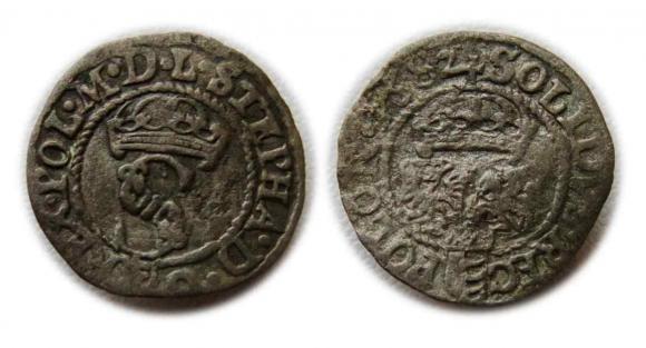 Szeląg 1582 Stefan Batory Olkusz (1)