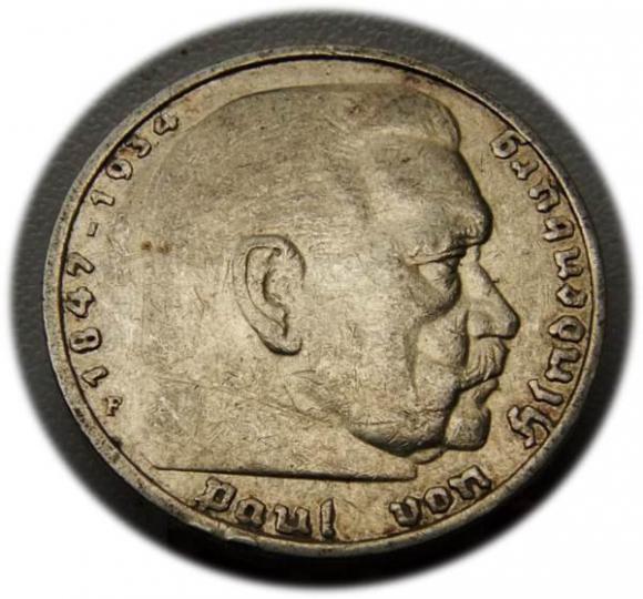 5 marek 1936 Paul von Hindenburg / orzeł pruski Stuttgart (1)
