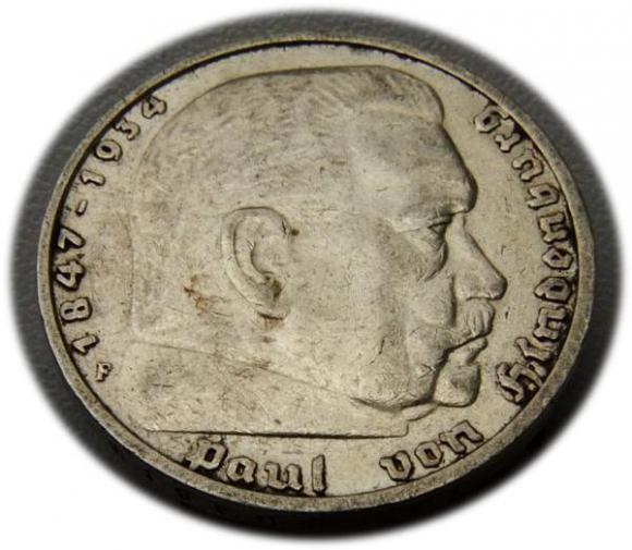 5 marek 1935 Paul von Hindenburg / orzeł pruski Stuttgart (1)