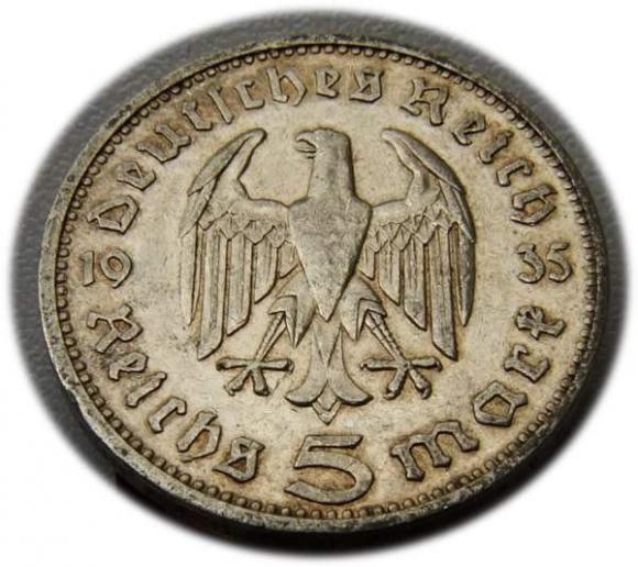 5 marek 1935 Paul von Hindenburg / orzeł pruski Stuttgart (2)