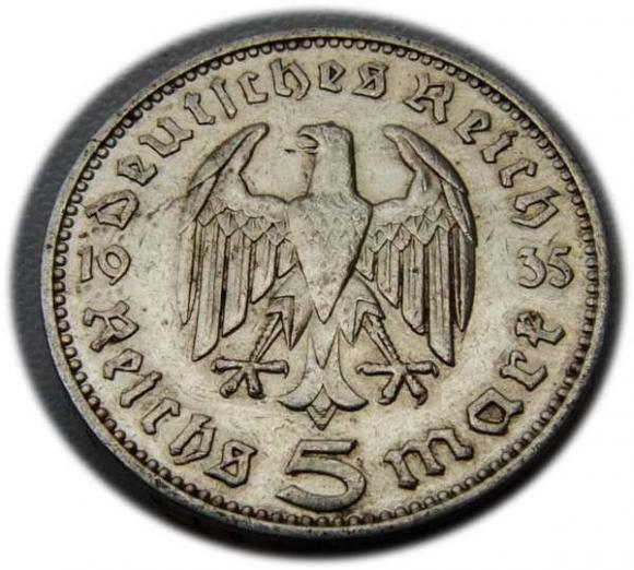 5 marek 1935 Paul von Hindenburg / orzeł pruski Hamburg (2)