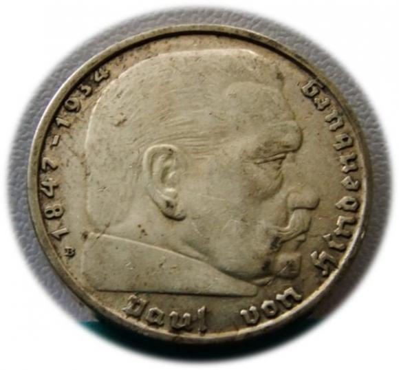 2 marki 1938 Paul von Hindenburg / swastyka Wiedeń (1)