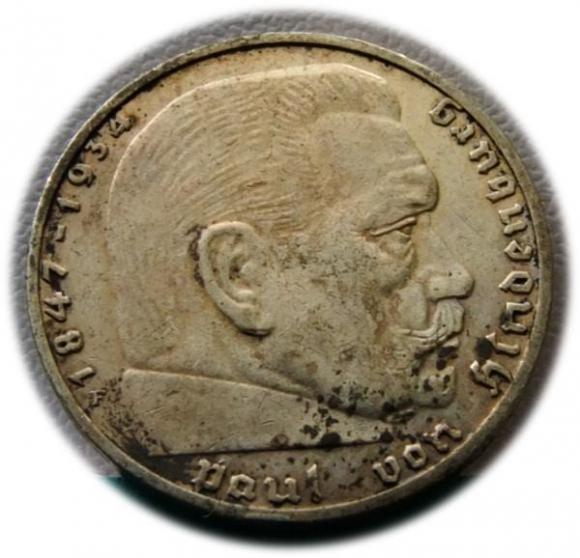 2 marki 1939 Paul von Hindenburg / swastyka Stuttgart  (1)