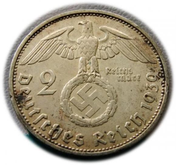 2 marki 1939 Paul von Hindenburg / swastyka Stuttgart  (2)