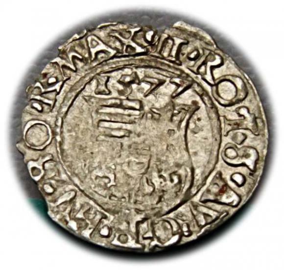 Denar 1577 Maksymilian II Habsburg Węgry (2)