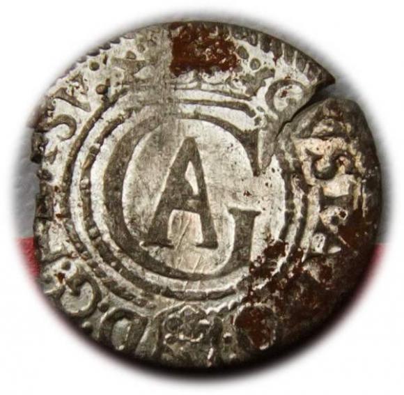Szeląg 1626 Gustaw Adolf Ryga (1)