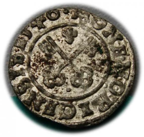 Szeląg 1540 Herman von Bruggenei, Zakon Kawalerów Mieczowych, Ryga  (1)