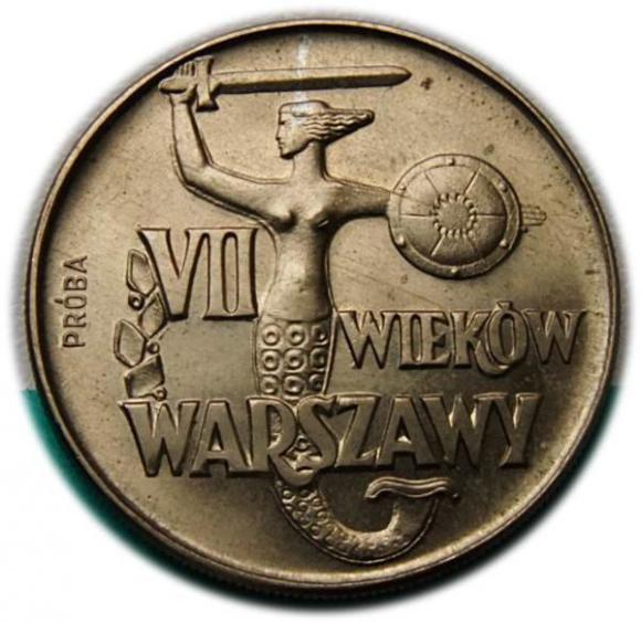 10 złotych 1965, VII Wieków Warszawy, Syrenka, próba (1)