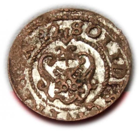 Szeląg 1642 Krystyna Waza Ryga (2)