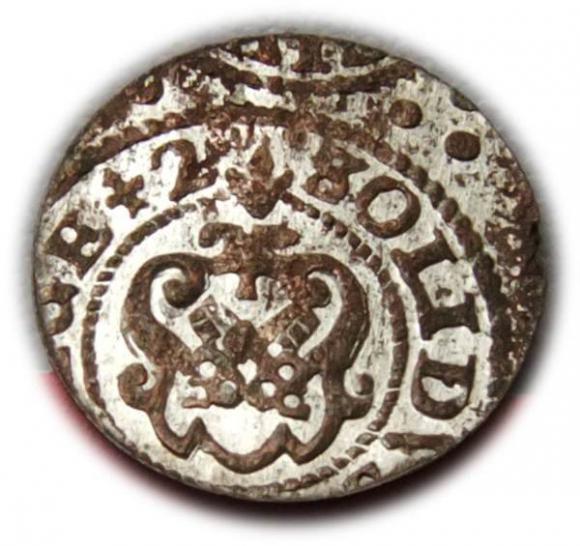 Szeląg 1642 Krystyna Waza Ryga (2)