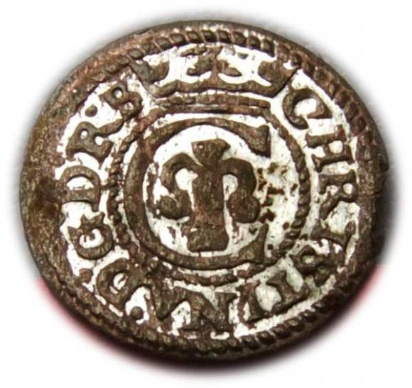 Szeląg 1644 Krystyna Waza Ryga (1)