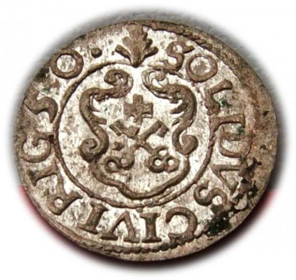 Szeląg 1650 Krystyna Waza Ryga (2)