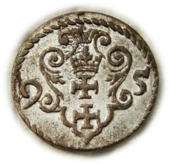 Denar 1595 Zygmunt III Waza Gdańsk (1)