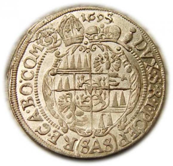 3 krajcary 1695 Karol II Lichtenstein Ołomuniec (2)