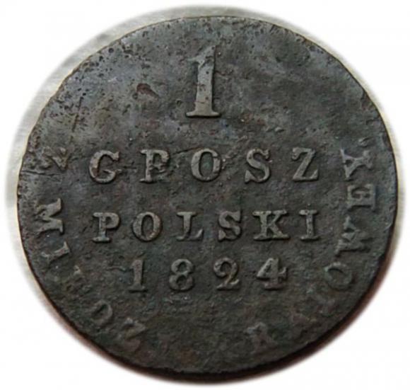1 grosz 1824 Aleksander I Romanow Królestwo Polskie pod zaborem, Warszawa (1)