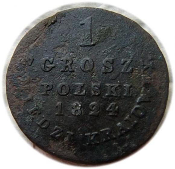 1 grosz 1824 Aleksander I Romanow Królestwo Polskie pod zaborem, Warszawa (1)