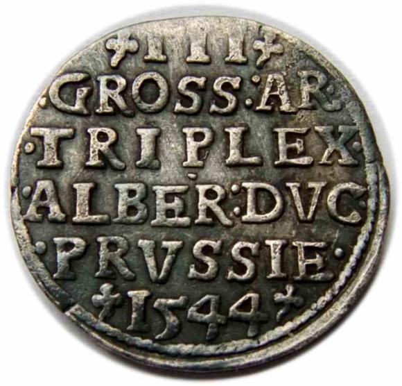Trojak 1544 Albrecht Hohenzollern Księstwo Pruskie Królewiec (2)