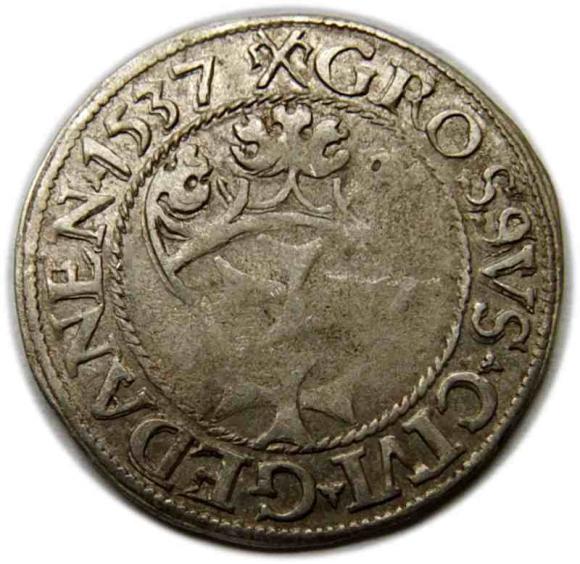 Grosz 1537 Zygmunt I Stary Gdańsk  (2)