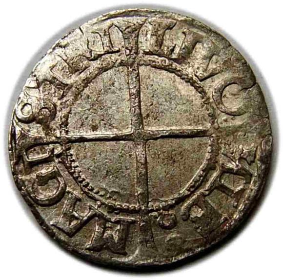 Szeląg 1537 Herman von Bruggenei Zakon Kawalerów Mieczowych Rewal (2)