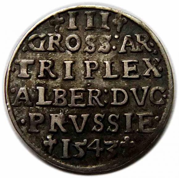 Trojak 1543 Albrecht Hohenzollern Księstwo Pruskie Królewiec (2)