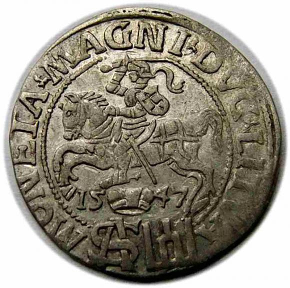 Grosz litewski na stopę polską 1547 Zygmunt II August Wilno (2)