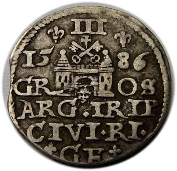 Trojak 1586 Stefan Batory Ryga (2)
