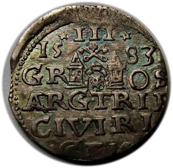 Trojak 1583 Stefan Batory Ryga (2)