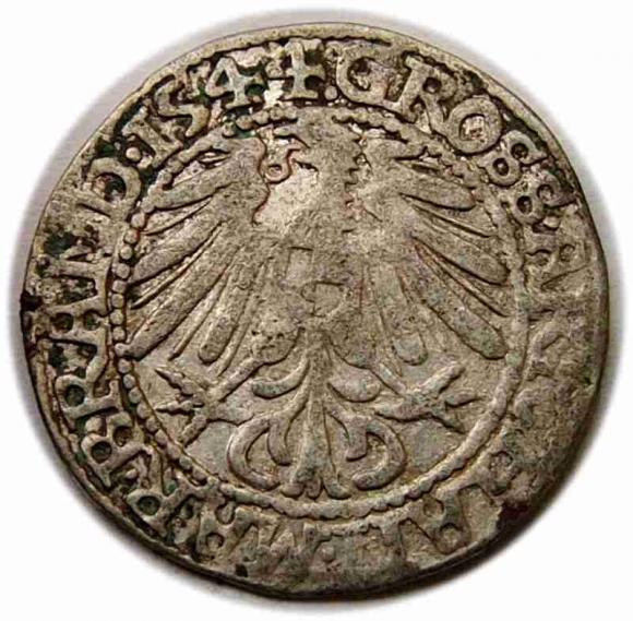 Grosz 1544 Jan Kostrzyński Księstwo Krośnieńskie Krosno (2)