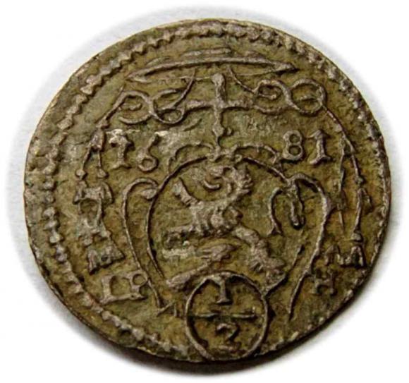 1/2 krajcary 1671 Fryderyk Heski Księstwo Nyskie Biskupów Wrocławskich Nysa (1)