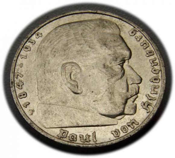 5 marek 1936 F Paul von Hindenburg / orzeł pruski Stuttgart (1)