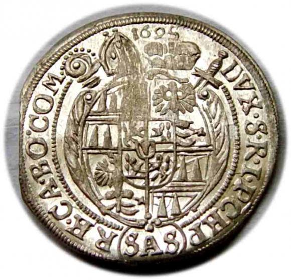 3 krajcary 1695 Karol II Lichtenstein Ołomuniec (2)