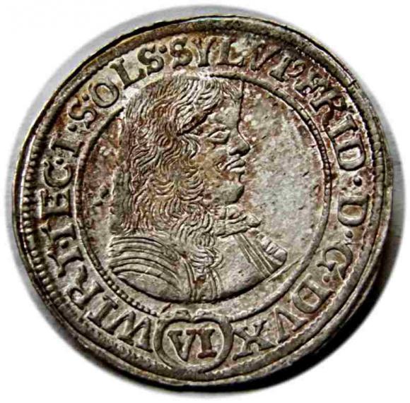 6 krajcarów 1674 Sylwiusz Fryderyk Witemberski Księstwo Oleśnickie Oleśnica (1)