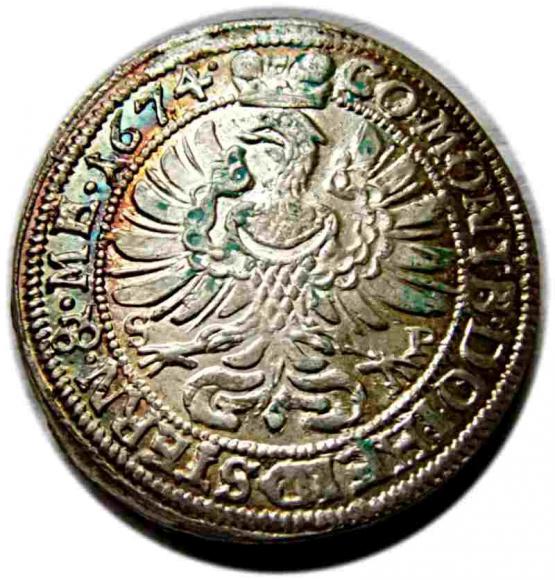 6 krajcarów 1674 Sylwiusz Fryderyk Witemberski Księstwo Oleśnickie Oleśnica (2)