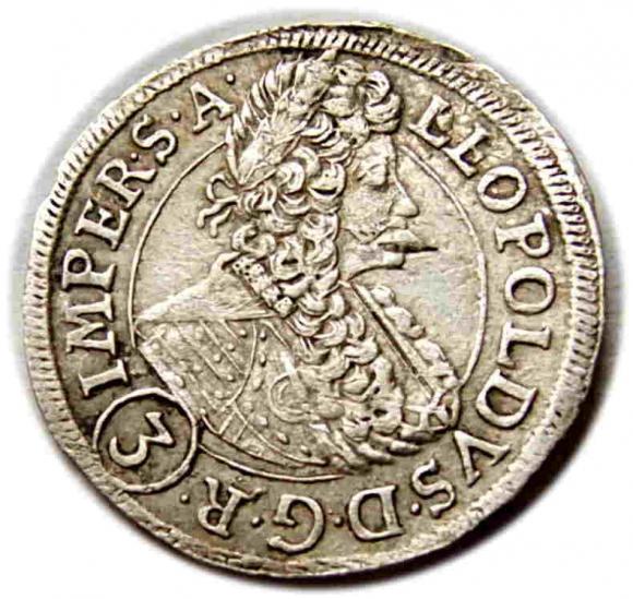 3 krajcary 1696 Leopold I Habsburg Czechy Praga (1)
