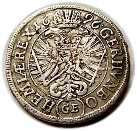 3 krajcary 1696 Leopold I Habsburg Czechy Praga (2)