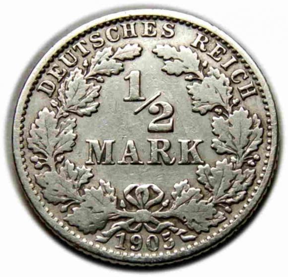 1/2 marki 1905 Wilhelm II Hohenzollern Niemcy Hamburg (1)