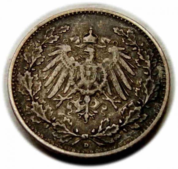 1/2 marki 1907 Wilhelm II Hohenzollern Niemcy Monachium (2)
