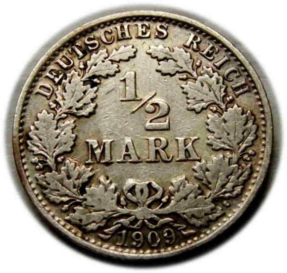 1/2 marki 1909 Wilhelm II Hohenzollern Niemcy Berlin (1)