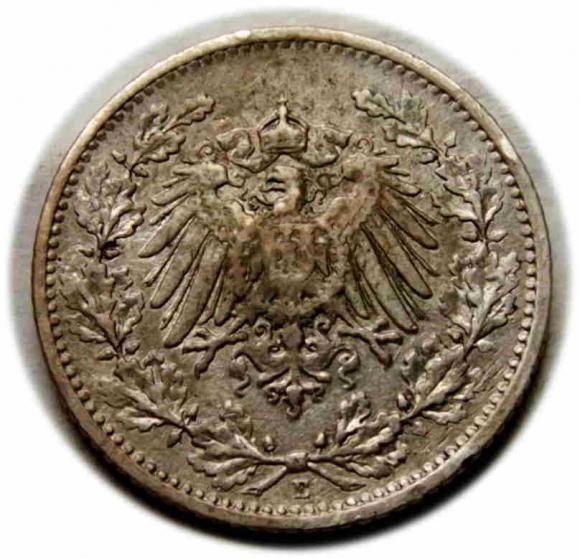 1/2 marki 1909 E Wilhelm II Hohenzollern Niemcy Muldenhutten